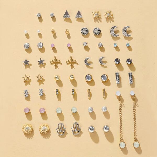 

30pairs Star Eye Design Earrings Set, Multicolor