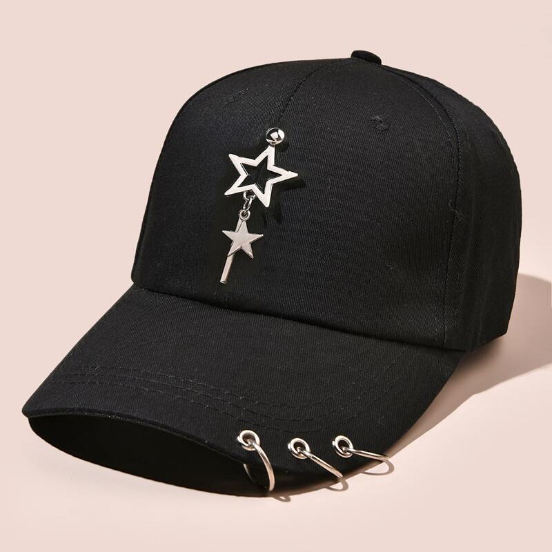 

Guys Star Circle Decor Baseball Cap, Black