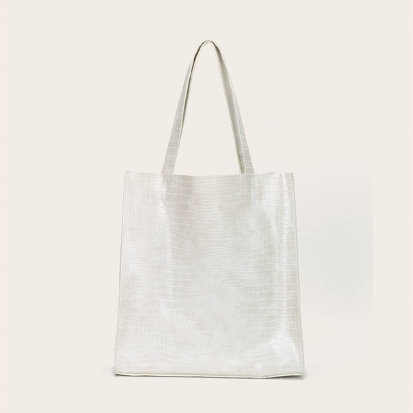 

Croc Embossed Tote Bag, White