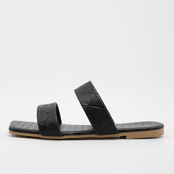 

Croc Embossed Double Band Slide Sandals, Black