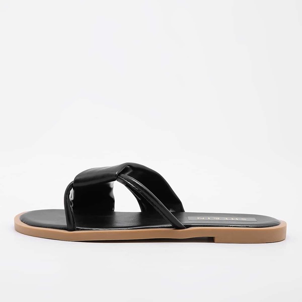 

Cross Strap Slide Sandals, Black