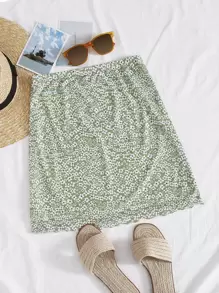 Soleia Lettuce Trim Ditsy Floral Mesh Skirt