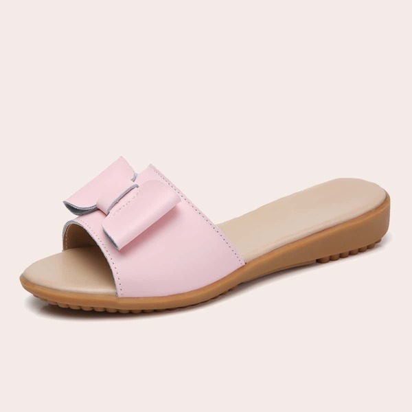 

Bow Decor Wide Fit Slides, Pink