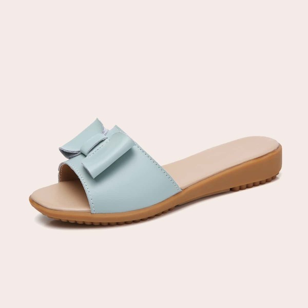 

Bow Decor Wide Fit Slides, Blue