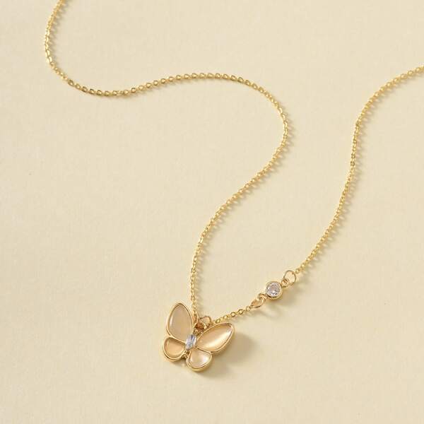 

Butterfly Charm Necklace, Gold
