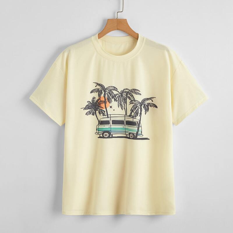

Car & Tree Graphic Tee, Beige