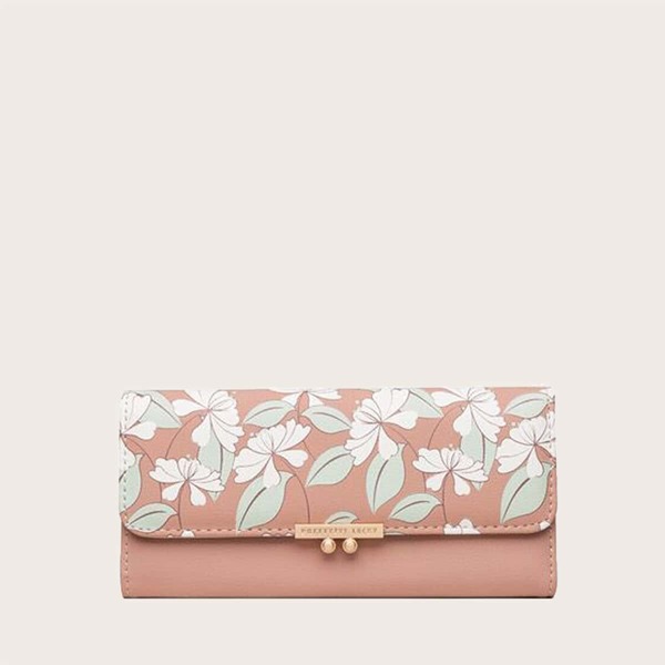 

Flower Print Tri-fold Purse, Dusty pink