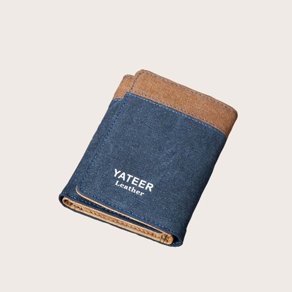 

Men Color Block Tri-fold Purse, Blue
