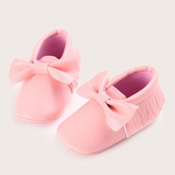

Baby Girl Bow & Fringe Decor Flats, Pink