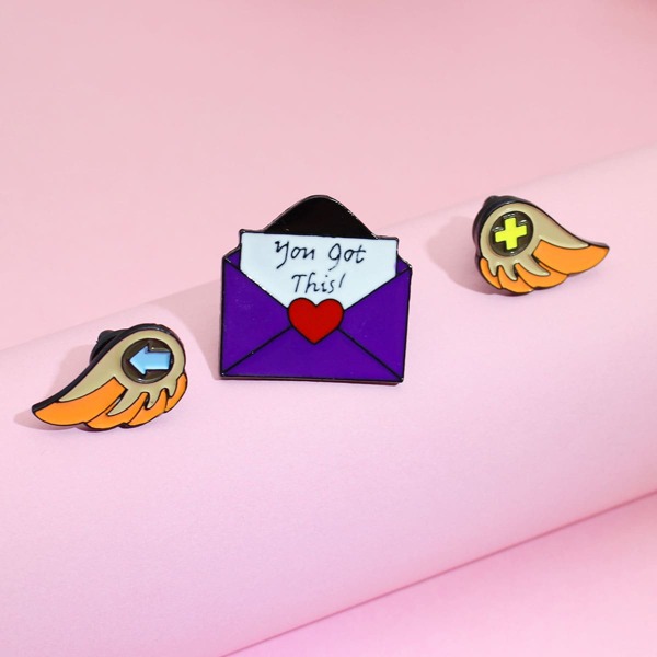 

3pcs Wing & Envelope Design Brooch, Multicolor
