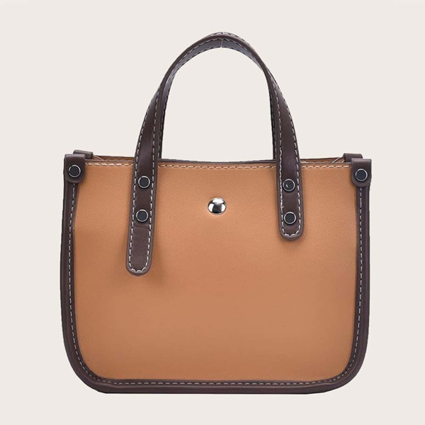 

Contrast Piping Satchel Bag, Yellow