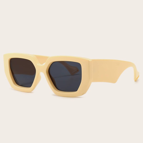 

Chunky Frame Flat Lens Sunglasses, Beige