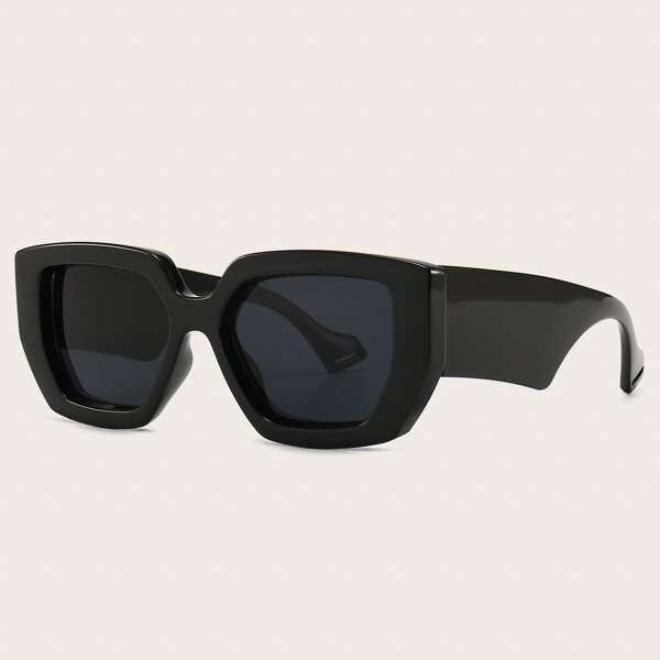 

Chunky Frame Flat Lens Sunglasses, Black