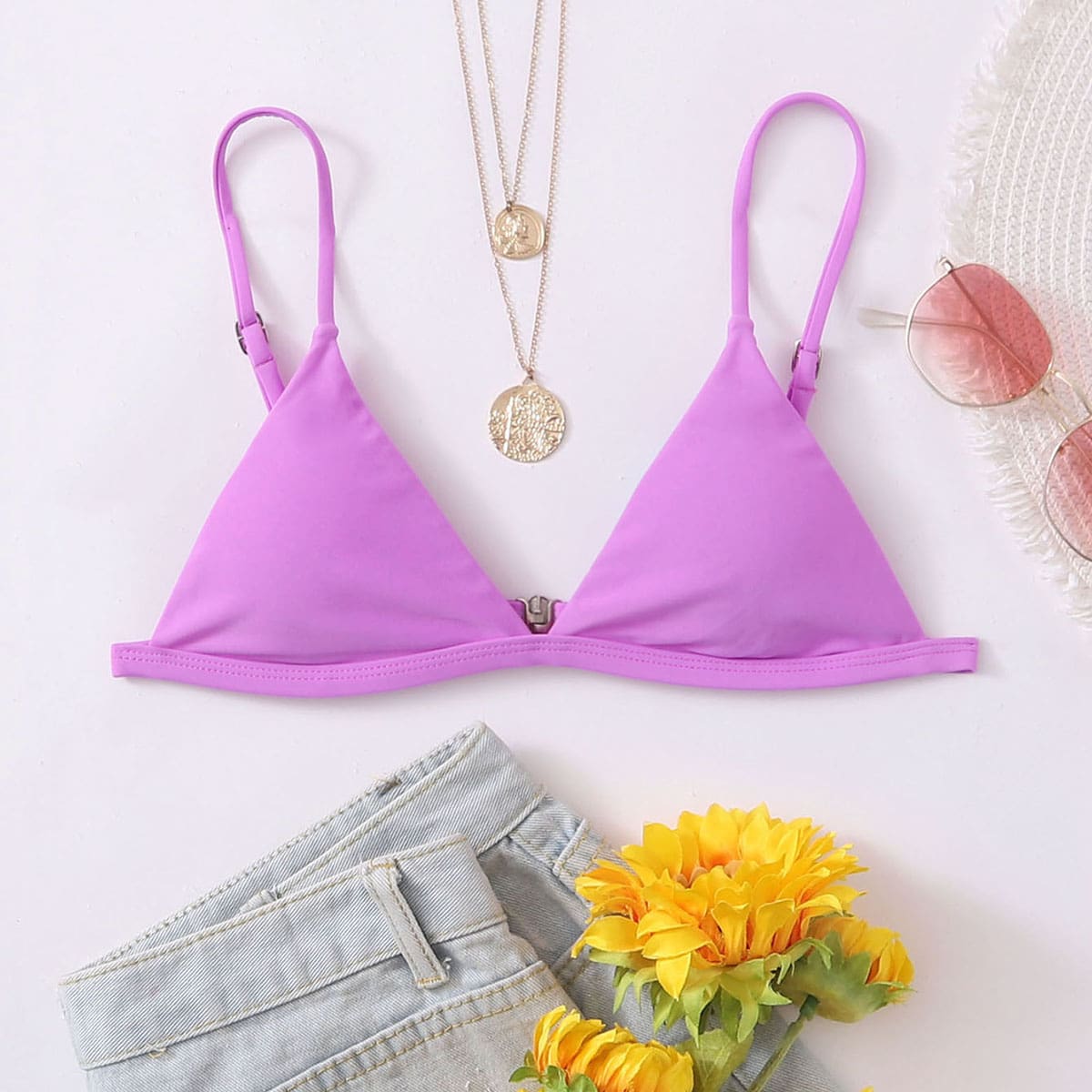 

Triangle Bikini Top, Pastel lilac purple