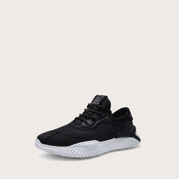

Men Lace-up Front Low Top Sneakers, Black