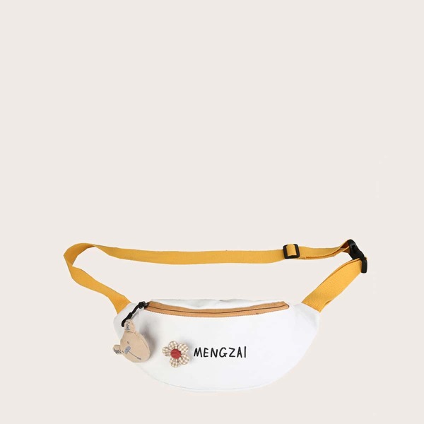 

Cartoon Decor Letter Graphic Fanny Pack, White