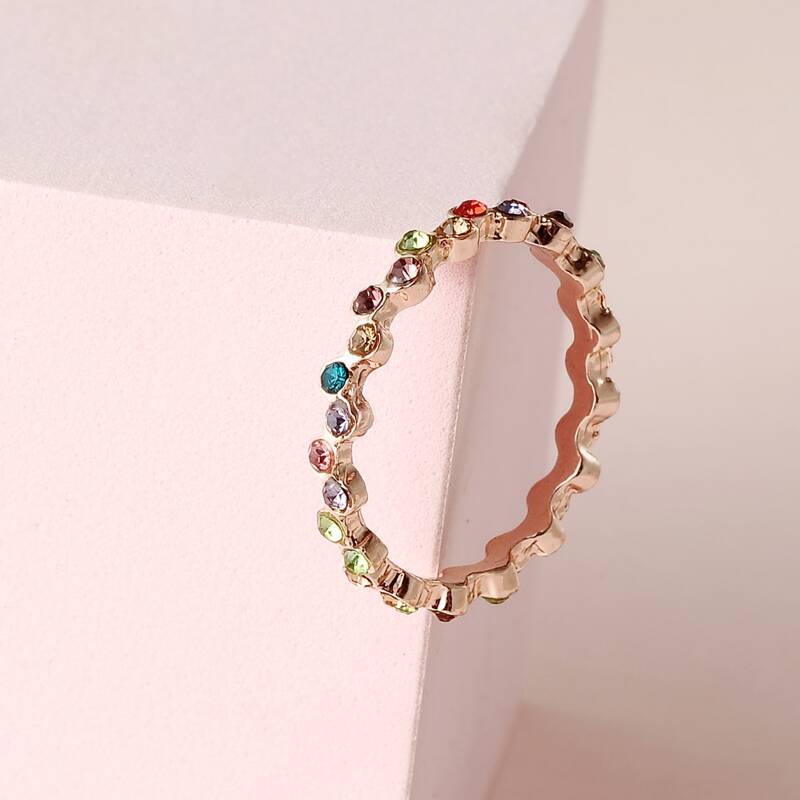 

Colorful Rhinestone Ring, Gold
