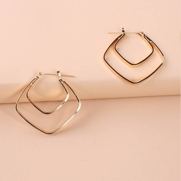 

Geometric Shaped Hoop Earrings, Gold