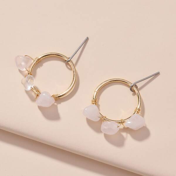 

Stone Decor Round Drop Earrings, Multicolor