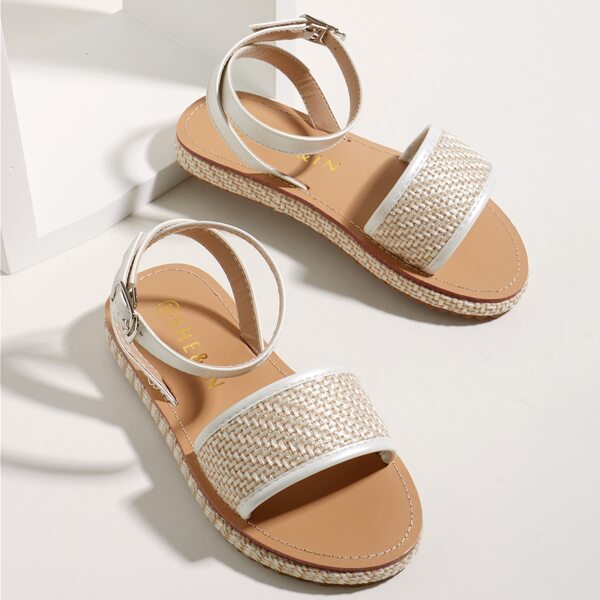 

Toddler Girls Braided Ankle Strap Sandals, White