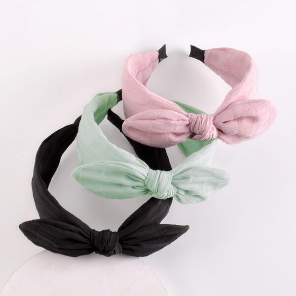 

3pcs Bow Hair Hoop, Multicolor