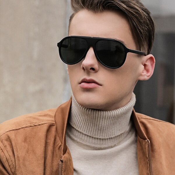 

Men Top Flat Sunglasses, Black