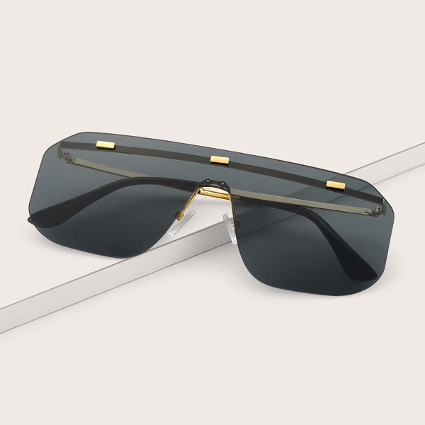 

Top Flat Rimless Sunglasses, Black