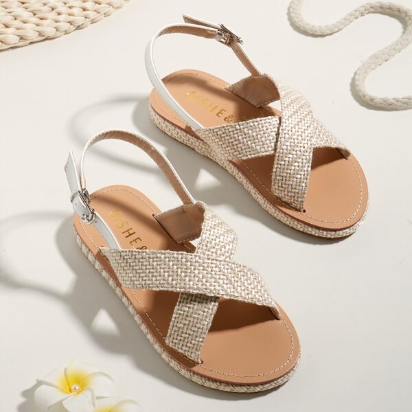 

Toddler Girls Braided Strap Slingback Sandals, Beige