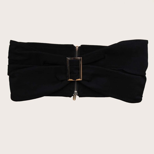 

Metal Buckle Wide Belt, Black