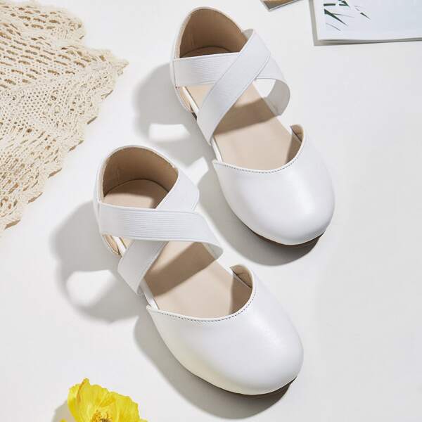 

Toddler Girls Cross Strap Flats, White