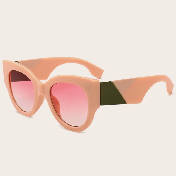 

Colorblock Chunky Frame Sunglasses, Pink