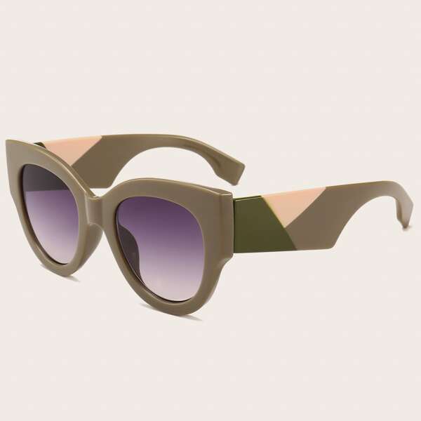 

Colorblock Chunky Frame Sunglasses, Khaki