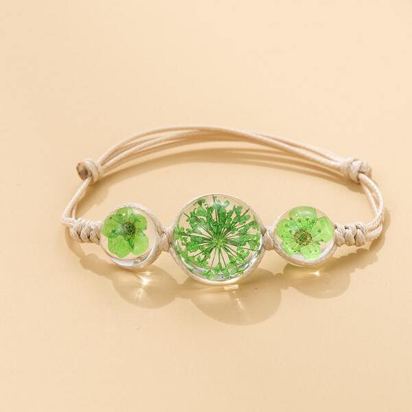 

Toddler Girls Dried Flower String Bracelet, Green