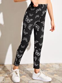 SHEIN Quần con gái Thú vật màu đen Giải trí - màu đen - Xem 1