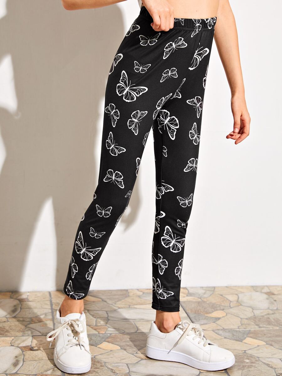 SHEIN Quần con gái Thú vật màu đen Giải trí - màu đen - Xem 1