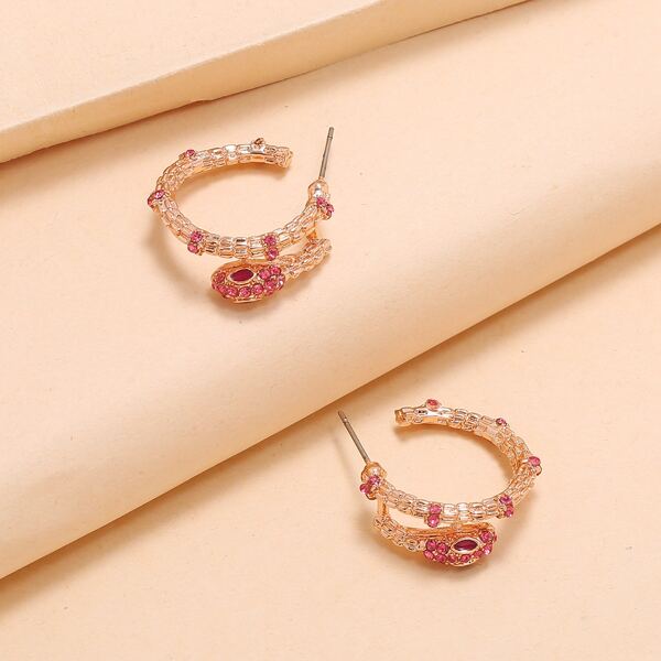 

Rhinestone Snake Design Cuff Hoop Earrings, Multicolor