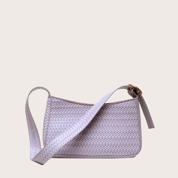 

Braided Pattern Baguette Bag, Purple