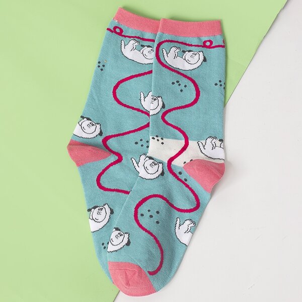 

Dog Pattern Socks, Multicolor