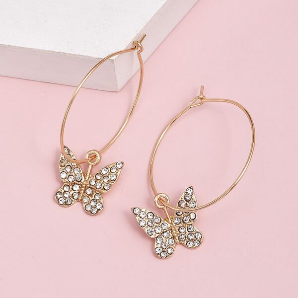 

Butterfly Charm Drop Earrings, Gold