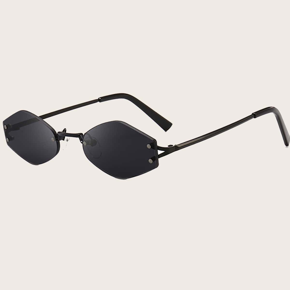

Guys Simple Rimless Sunglasses, Black