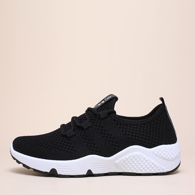

Lace-up Front Wide Fit Knit Sneakers, Black