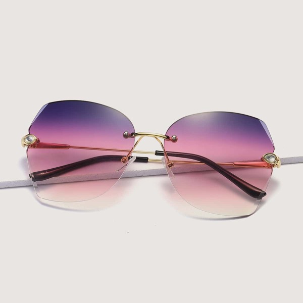 

Rhinestone Rimless Tinted Lens Sunglasses, Multicolor