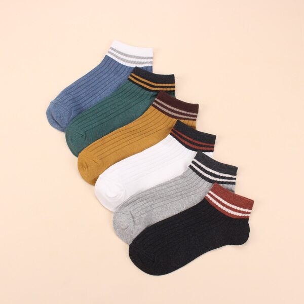 

6pairs Striped Pattern Socks, Multicolor