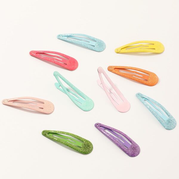

10pcs Glitter Water Drop Hair Clip, Multicolor