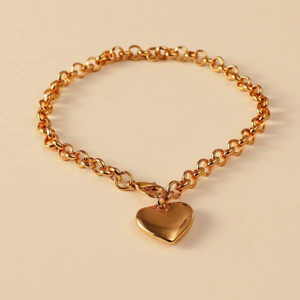 

Heart Charm Bracelet, Gold