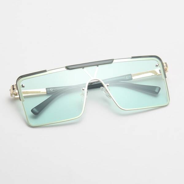 

Flat Top Tinted Lens Shield Sunglasses, Green