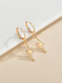 Fashionable and Popular Men Lightning Charm Drop Earrings Alloy for Party and for a Stylish Look - Yellow Gold - View 1