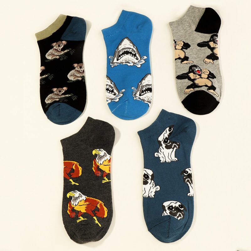 

5pairs Guys Animal Pattern Socks, Multicolor