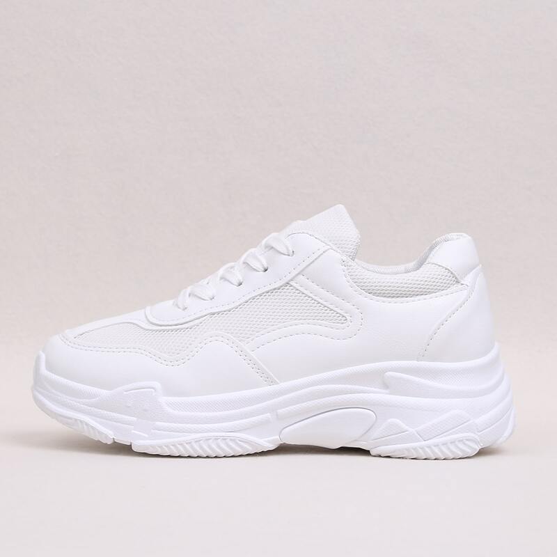 

Mesh Panel Lace-up Front Sneakers, White