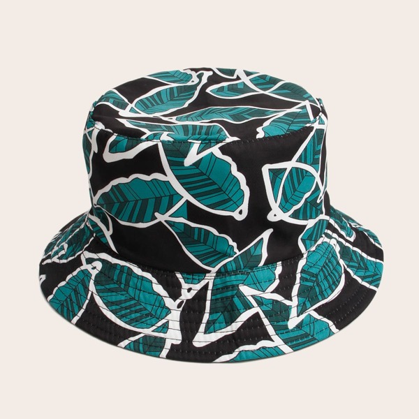 

Men Leaf Pattern Bucket Hat, Multicolor